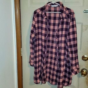 Just fab long Pink Snap Shirt Dress